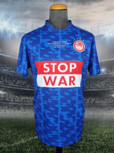 Olympiacos FC Home Football Shirt 2022 Stop War Shakhtar Jersey Greece - Sport Club Memories