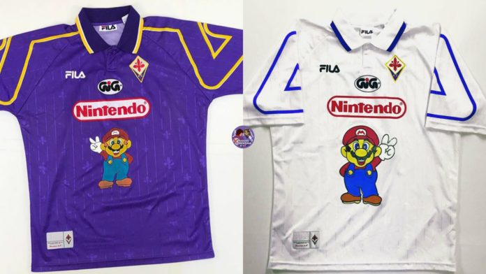 Rare Fiorentina Nintendo retro jersey Serie A 1990s