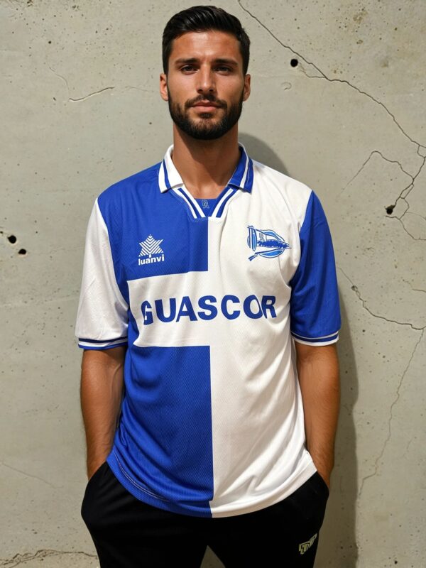Deportivo Alaves retro Home football jersey from 2000-2001 season