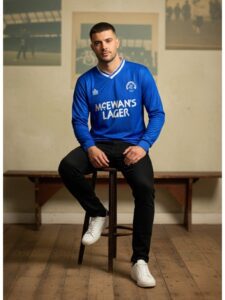 Rangers 1990 Home Jersey blue McEwan’s Lager design