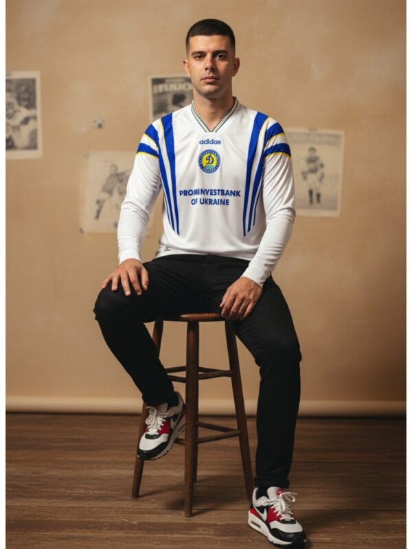 Dynamo Kiev 1998 Home Jersey white blue retro design front