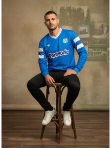 Olympique Marseille 1990-1991 Away Jersey blue retro tribute front view