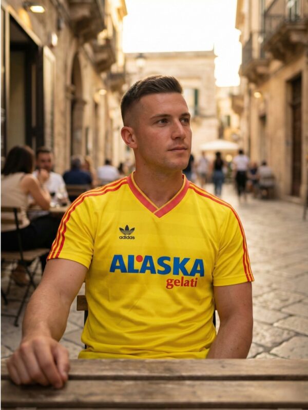 Lecce 1987 Home Jersey yellow red vintage design