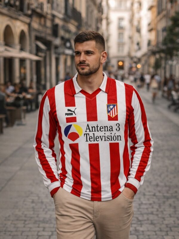 Atletico Madrid 1994 Home Shirt red white stripes