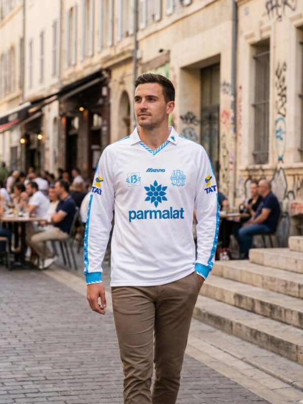 Marseille 1996 Home Shirt white blue Parmalat sponsor
